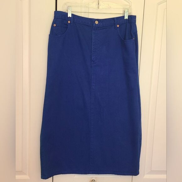 Forenza Denim Bright Blue Straight Maxi Skirt Size 18 XL - Picture 1 of 13